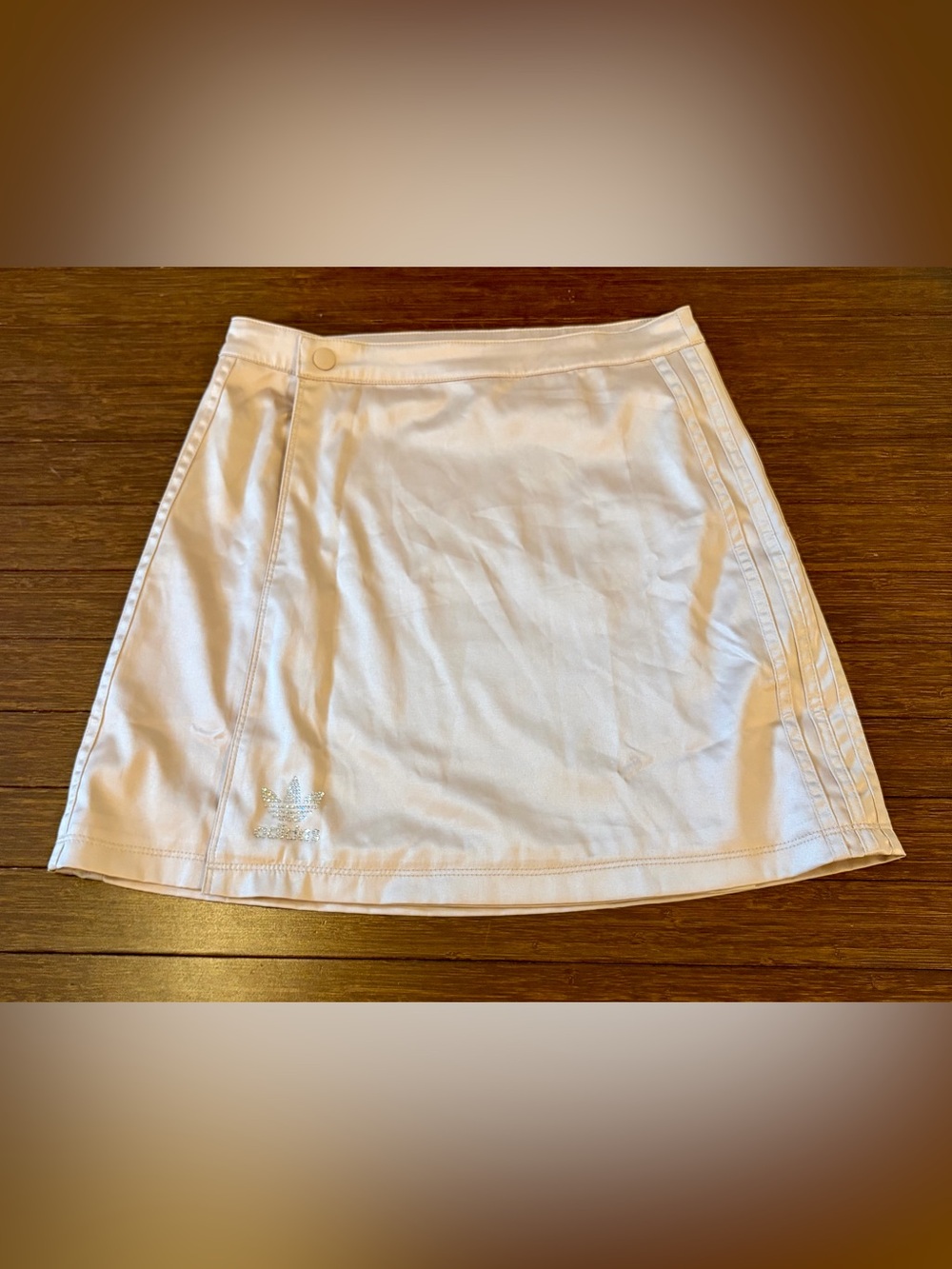 Adidas 2000 Wrap Skirt Light Pink Nude Rhinestone Logo Y2K Classic Preppy Doll